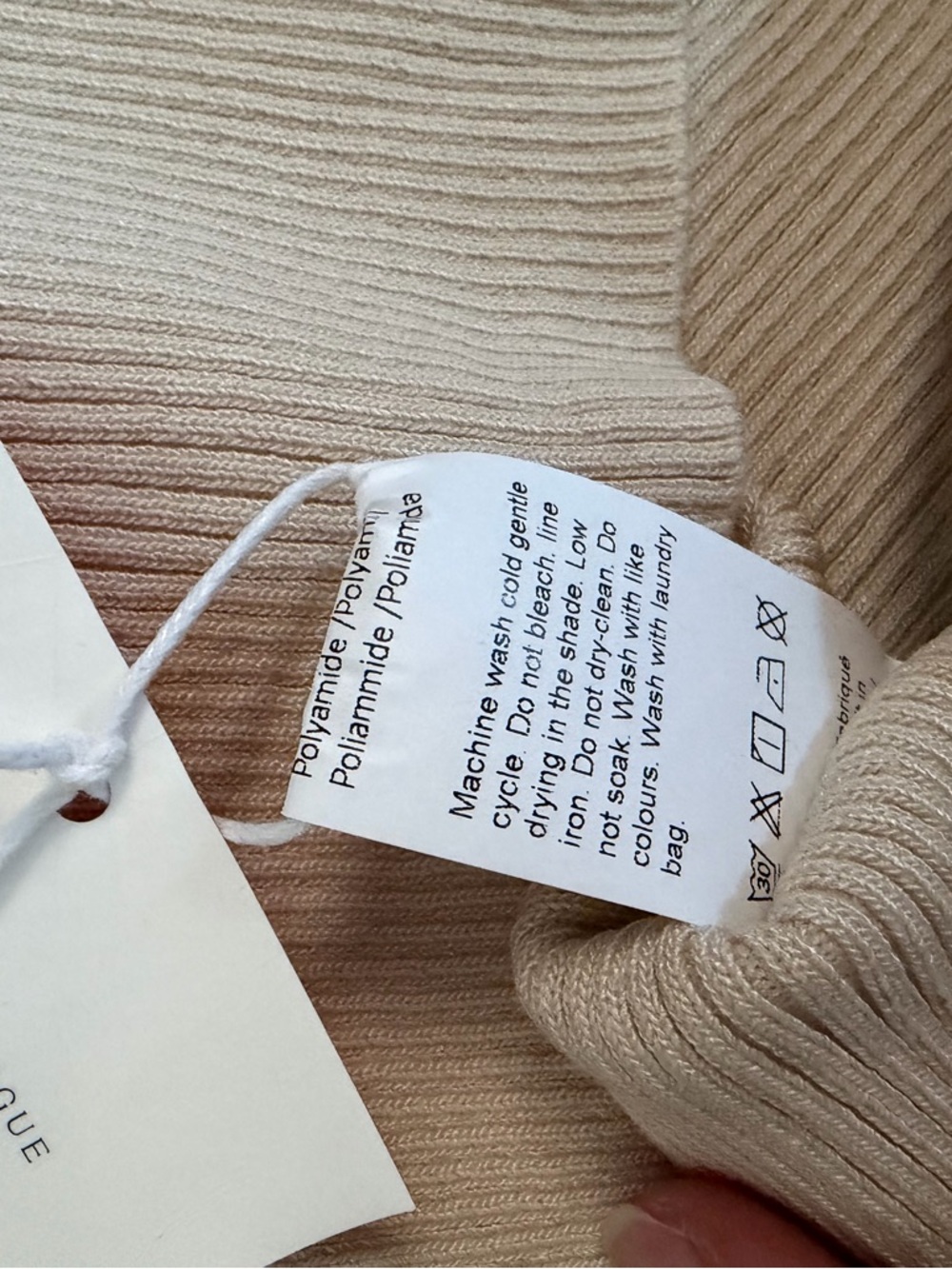 Women's Cream Ribbed Scallop Tank Top - Picture 4 of 4